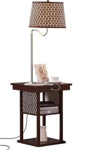 1. Brightech Havana Brown 18 Inch USB Charging End Table with LED Bulb and Floor Lamp: