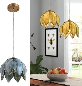 2. Pendant Lighting Vintage Oriental Lotus Brass Ceiling Pendant Light Fixture