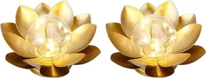 1. JHY DESIGN Set of 2 Gold Lotus Table Lamp Battery Powered