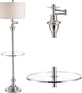 4. JONATHAN Y Cora 60" Metal/Glass LED Side Table and Floor Lamp: