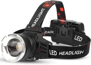 4. LED Rechargeable Zoom Headlamp: